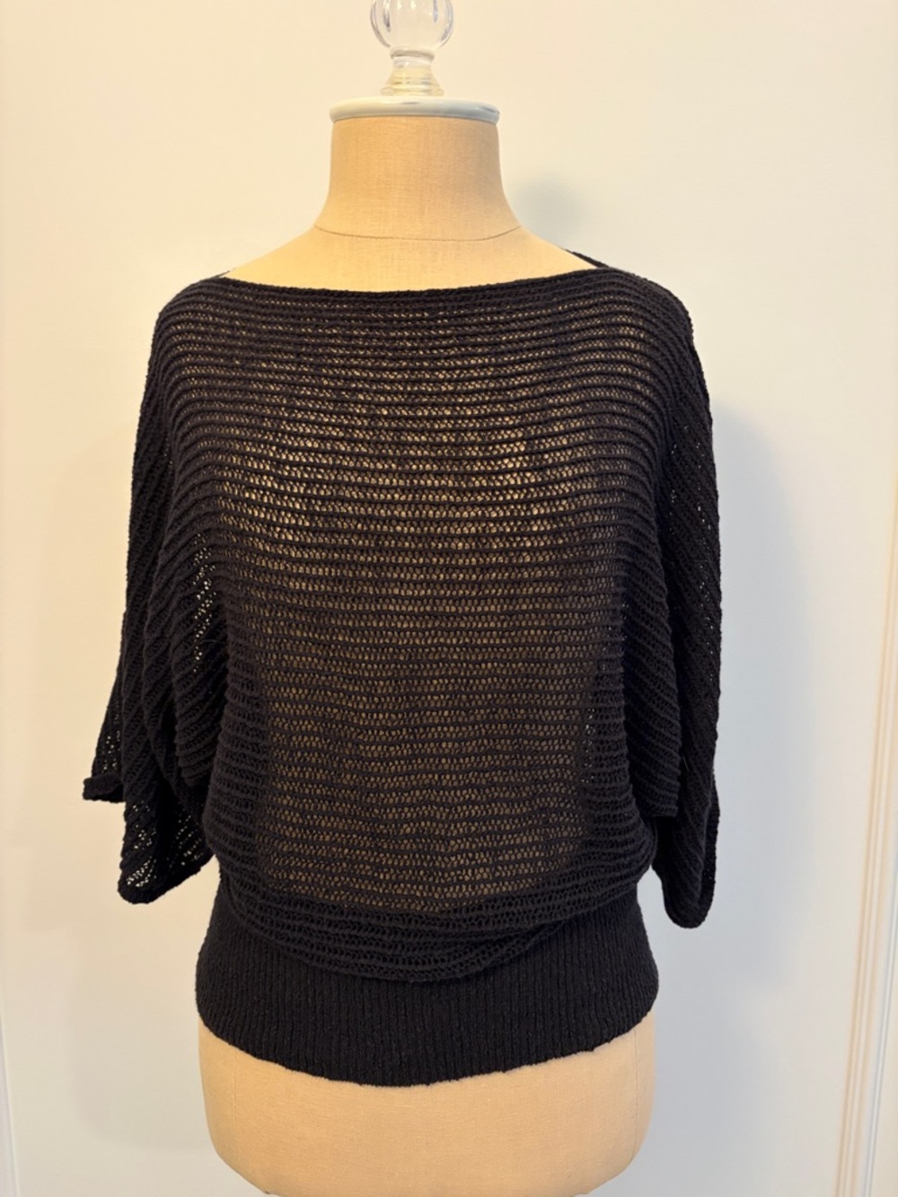 Stunning LOFT Navy Bateau Neck Open-Knit Sweater, S, GUC